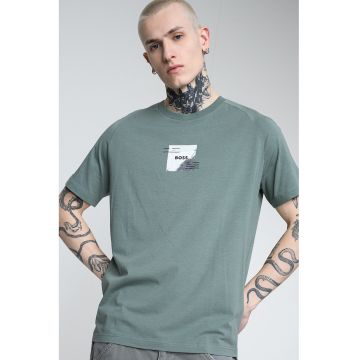 Tricou din amestec de lyocell - Gri deschis/Verde aquamarin