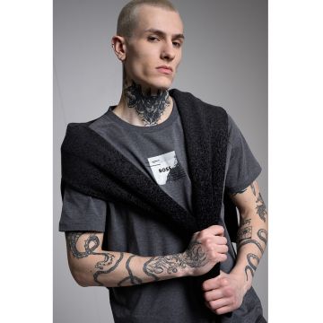 Tricou din amestec de lyocell - Gri melange