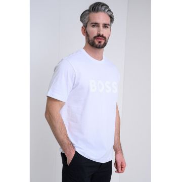 Tricou din bumbac cu logo - Alb optic