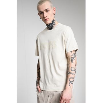 Tricou din bumbac cu logo - Bej deschis