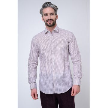 Tricou din bumbac cu model logo - Alb/Visiniu