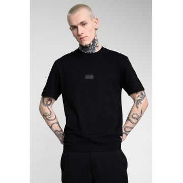Tricou lejer din bumbac Delastee - Negru