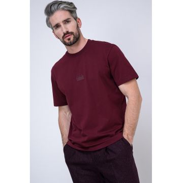 Tricou lejer din bumbac Delastee - Visiniu