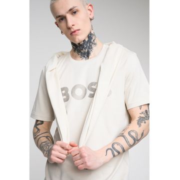 Tricou regular fit cu decolteu la baza gatului Future - Bej deschis