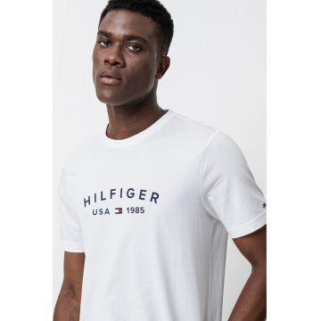 Tricou regular-fit cu imprimeu logo - Alb optic/Bleumarin