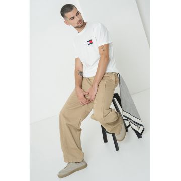 Tricou regular fit cu imprimeu logo cauciucat - Alb/Albastru