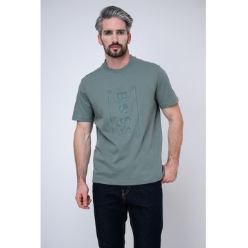 Tricou relaxed fit cu imprimeu logo frontal Iconic - Verde feriga