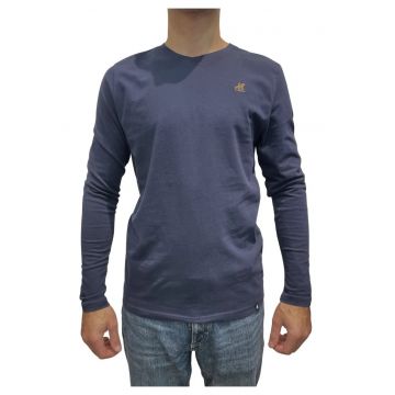 U.S. Grand POLO Tricou barbati cu maneca lunga si decolteu la baza gatului - Bleumarin inchis -