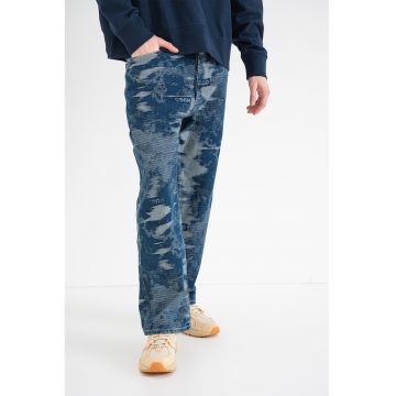 Blugi baggy cu imprimeu logo Carpenter - Alb/Albastru inchis