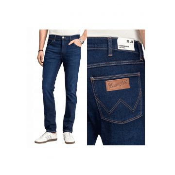 Blugi Barbati -  Larston - Slim Fit - Talie Joasa - Fermoar - Lungi - 5 Buzunare - Bumbac - Elastan - W33-L30 US - Albastru