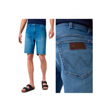 Blugi Barbati Scurti -  Texas - Regular Fit - Talie Medie - Fermoar - Lungi - 5 Buzunare - Bumbac - Elastan - W31-L30 US - Albastru