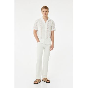 Blugi drepti Mark - Alb