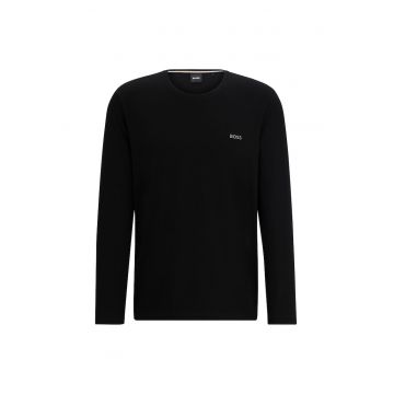 Bluza cu decolteu la baza gatului si logo discret - Negru