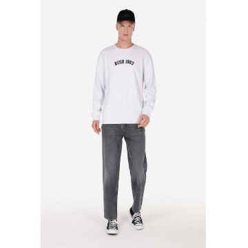 Bluza de trening din amestec de bumbac cu decolteu rotund - Alb