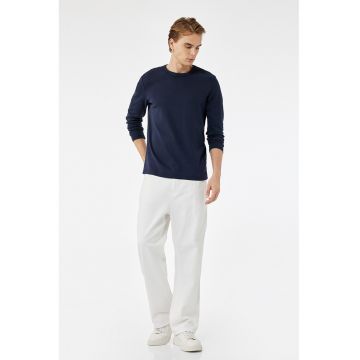 Bluza uni cu decolteu la baza gatului - Bleumarin