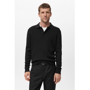 Bluza uni cu guler cu deschidere ampla - Negru