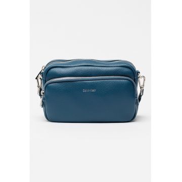 Borseta din piele ecologica Raised Camera - Albastru petrol