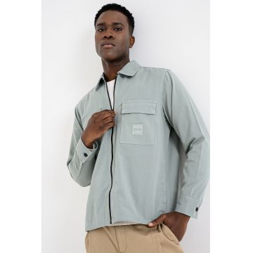 Camasa cu guler clasic si fermoar - Gri cenusiu