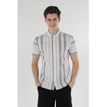 Camasa Cu Maneca Scurta De Barbati Alb Slim Fit - White