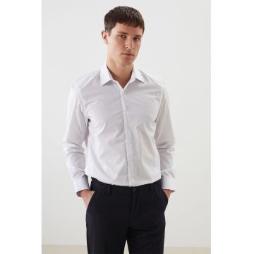 Camasa slim fit cu model cu buline - Alb