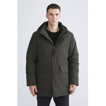 Geaca cu gluga si buzunare - Kaki inchis