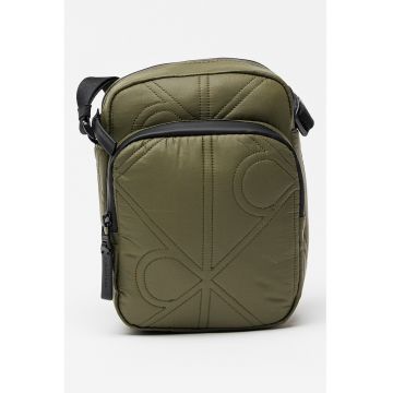 Geanta crossbody din material textil Puffer Report - Kaki pal