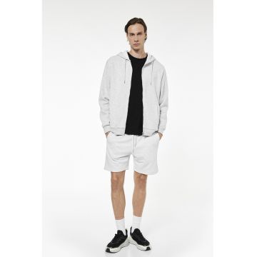 Hanorac cu buzunare si fermoar - Gri deschis