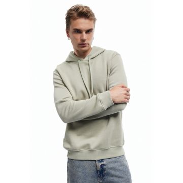 Hanorac cu model uni - Verde pal