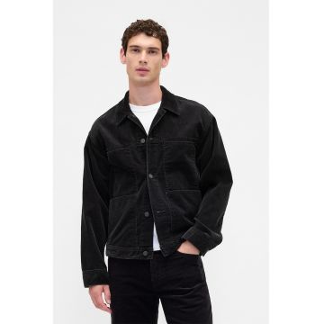 Jacheta-camasa din denim cu nasturi - Negru