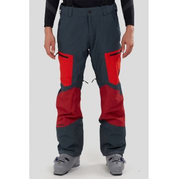 Pantaloni cu model colorblock pentru ski Nexara 3L - Albastru ultramarin/Rosu inchis