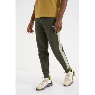 Pantaloni de trening relaxed fit cu benzi contrastante laterale - Kaki