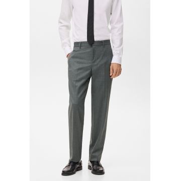 Pantaloni drepti eleganti cu buzunare - Gri inchis melange