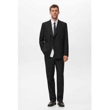 Pantaloni eleganti regular fit din amestec de lana - Negru stins