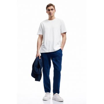 Pantaloni relaxed-fit cu snururi - Albastru inchis