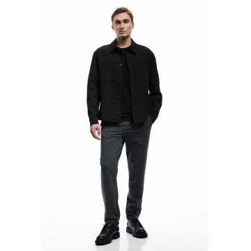 Pantaloni slim fit cu snur de ajustare - Gri inchis melange