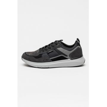 Pantofi sport cu insertii de piele intoarsa - Gri antracit