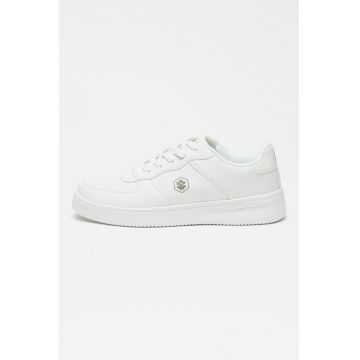 Pantofi sport de piele ecologica cu logo - Alb optic