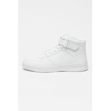 Pantofi sport de piele ecologica cu velcro - Alb optic