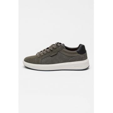 Pantofi sport de piele nabuc si piele intoarsa - Gri antracit