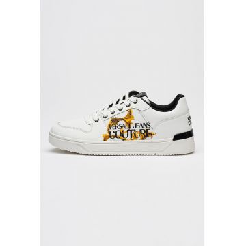 Pantofi sport din piele cu imprimeu logo lateral - Portocaliu pal/Alb optic