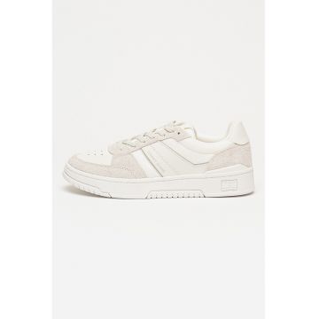 Pantofi sport din piele cu insertii din material textil - Alb