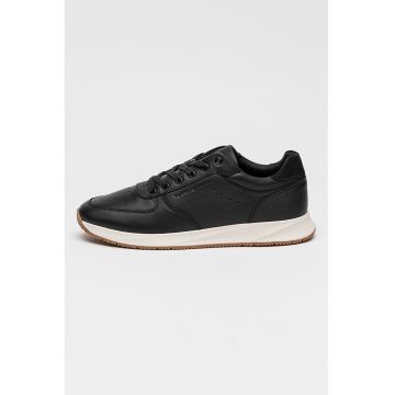 Pantofi sport din piele cu logo discret Premium - Negru