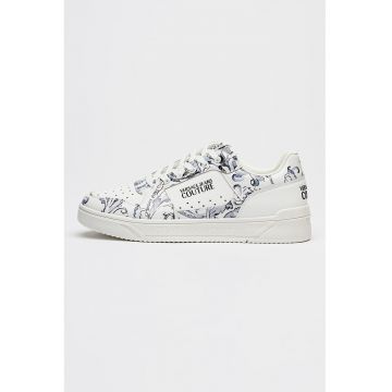 Pantofi sport din piele cu model logo - Alb/Verde pal