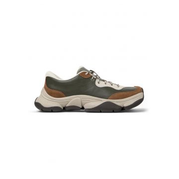 Pantofi sport uni de piele ecologica - Verde/Maro