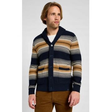 Pulover barbati -  cardigan cu nasturi - gros - albastru - bumbac