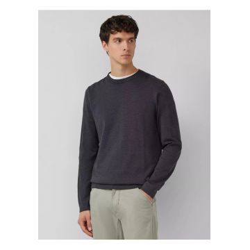 Pulover barbati cu decolteu la baza gatului - croiala Regular fit - Gri inchis