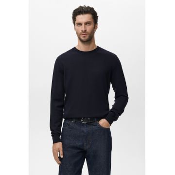 Pulover slim-fit din lana - Bleumarin