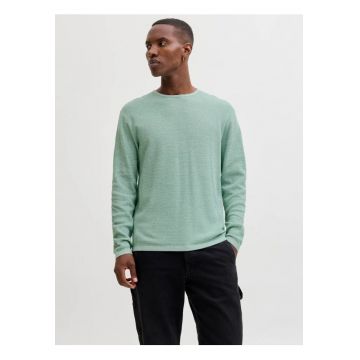 Pulover tricotat barbati cu decolteu la baza gatului - Verde deschis