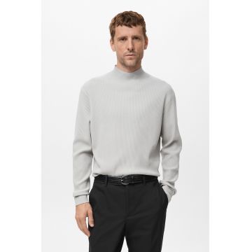 Pulover uni cu guler inalt - Alb murdar