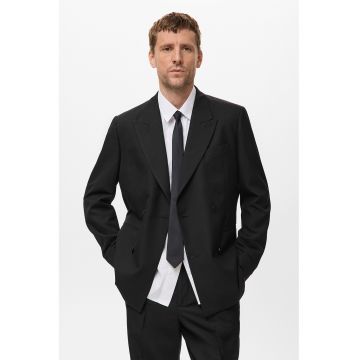 Sacou din amestec de lana cu doua randuri de nasturi - Negru